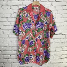 Vintage Victoria's Secret Gold Label Satin Night Shirt Size P/S Pink Floral
