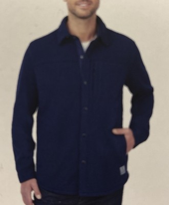 BOGORugged Elements Mens Sweater Fleece Over Shirt Sz Medium Blu Snap Up Jacket