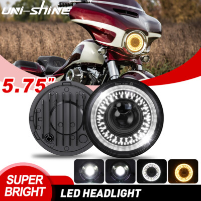 DOT 5.75'' 5-3/4 inch LED Headlight Start Up Halo DRL For Motorcycle Lamp 12V 24V