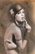 WW2 Picture Photo military woman in a helmet 6115