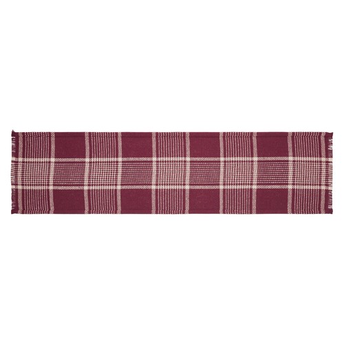 Eston Burgundy Tan RUNNER 12x36 Burgundy Natural Country Plaid VHC Brands - 第 3/6 張圖片