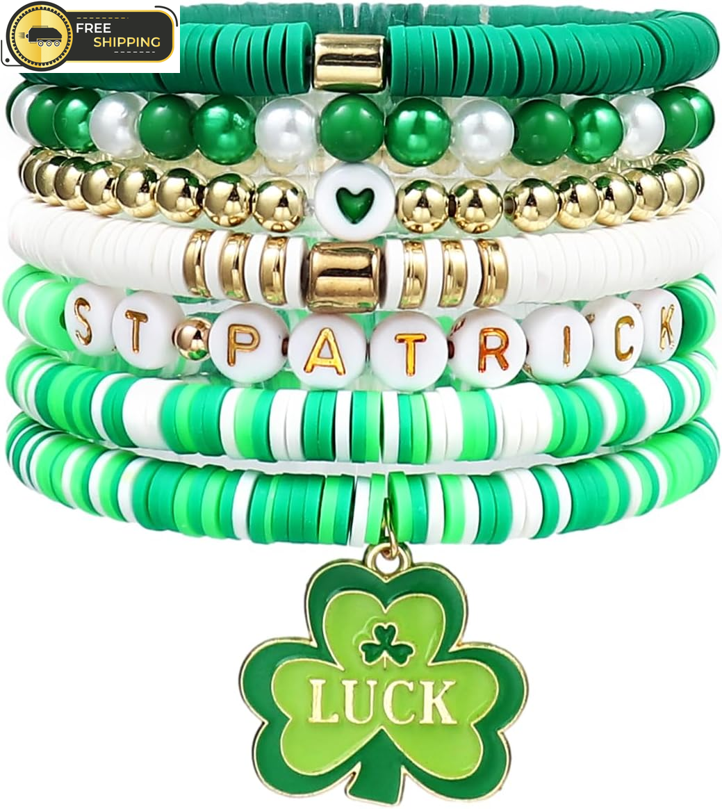 Christmas Thanksgiving Stackable Beaded Holiday Bracelets Set for Women Elastic