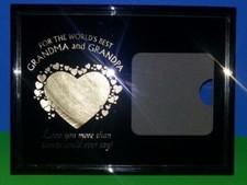 Picture Frame "FOR THE WORLD'S BEST GRANDMA and GRANDPA" 8x6 holds 3x3 pic. NIB 