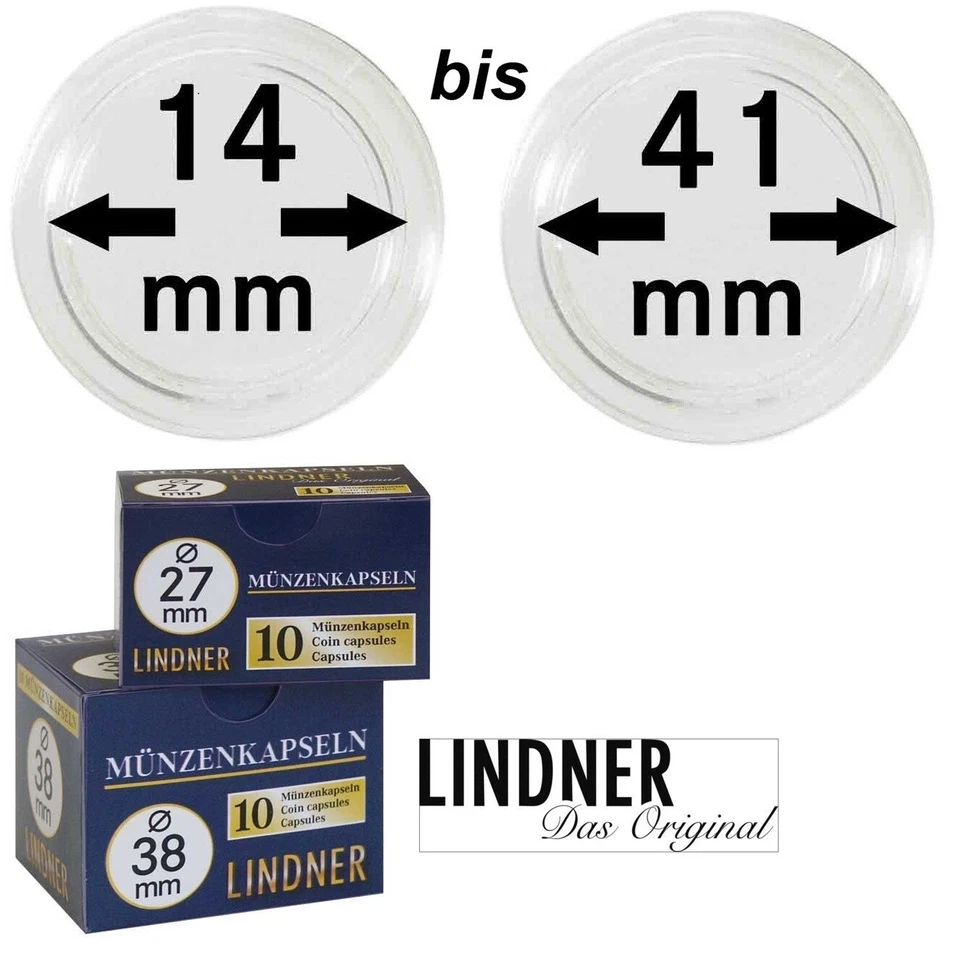 Münzkapseln Münzenkapseln Münzkapsel Kapsel 14mm bis 41mm VPE 10 Stück LINDNER