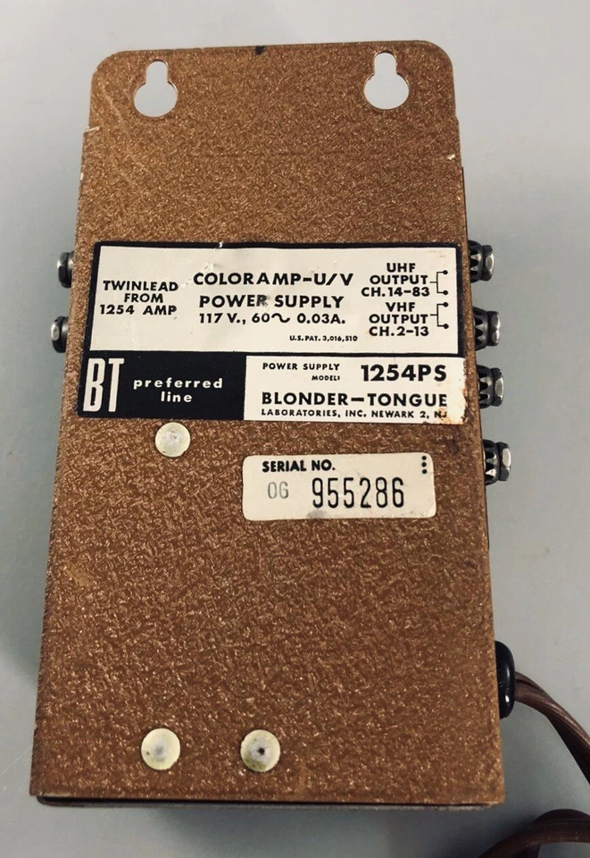Vintage Blonder Tongue 1254PS Twin Channel Output Power VHF/UHF Color AMP Suppl - Image 2 of 4