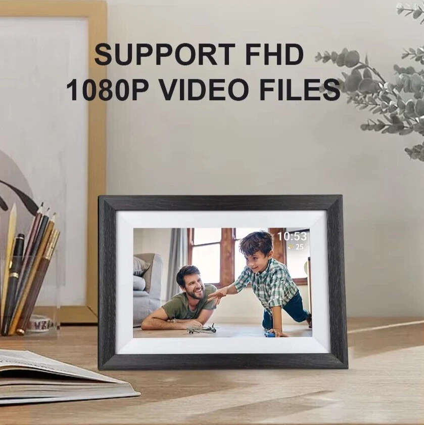 WiFi Black Wood Photo Frame Digital 10.1inch Touch Screen 16GB Christmas Gift - Image 3 of 4