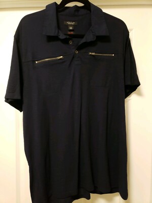 Mens XL structure Slim fit Shirt Button Collar Dark Blue/Blackish