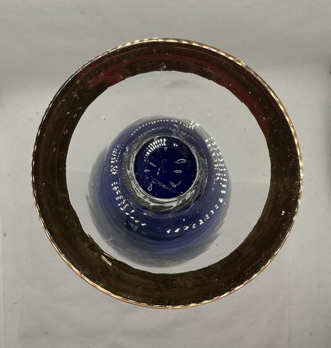 Vintage Bohemian Cobalt Blue Persian Floral Gold Gilt Painted Glass Decanter 17" - Picture 5 of 10