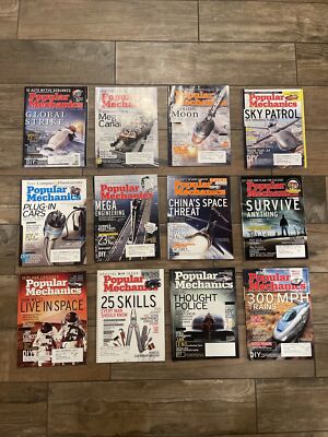 Popular Mechanics Magazine Lot of 12 2007 full year JAN - DEC cool vintage ads