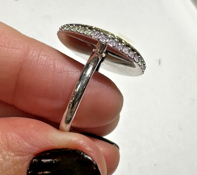 NIB Anello Solitaire Con Fiori Cluster In Cristallo Oro Argento Taglia 6.75 - Immagine 4 di 4