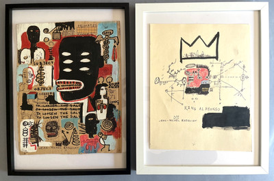 2 x Jean Michel Basquiat Original Gemälde Zeichnungen Graffiti Street Art NYC F66