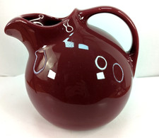 Vtg Hall Ball Ice Lip Burgundy Maroon Water Juice Tilted Timeless PitcherUSA