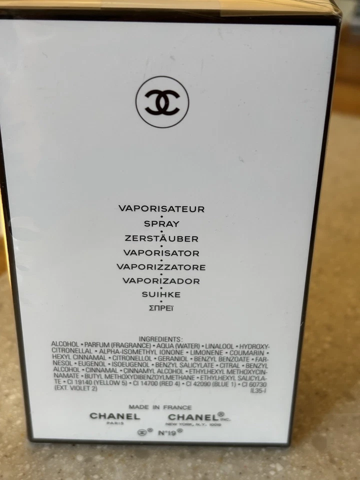 Chanel Nº 19 Eau de Parfum 3.4 OZ Nuevo Spray Vaporizador SELLADO DE FÁBRICA Foto 2 de 4