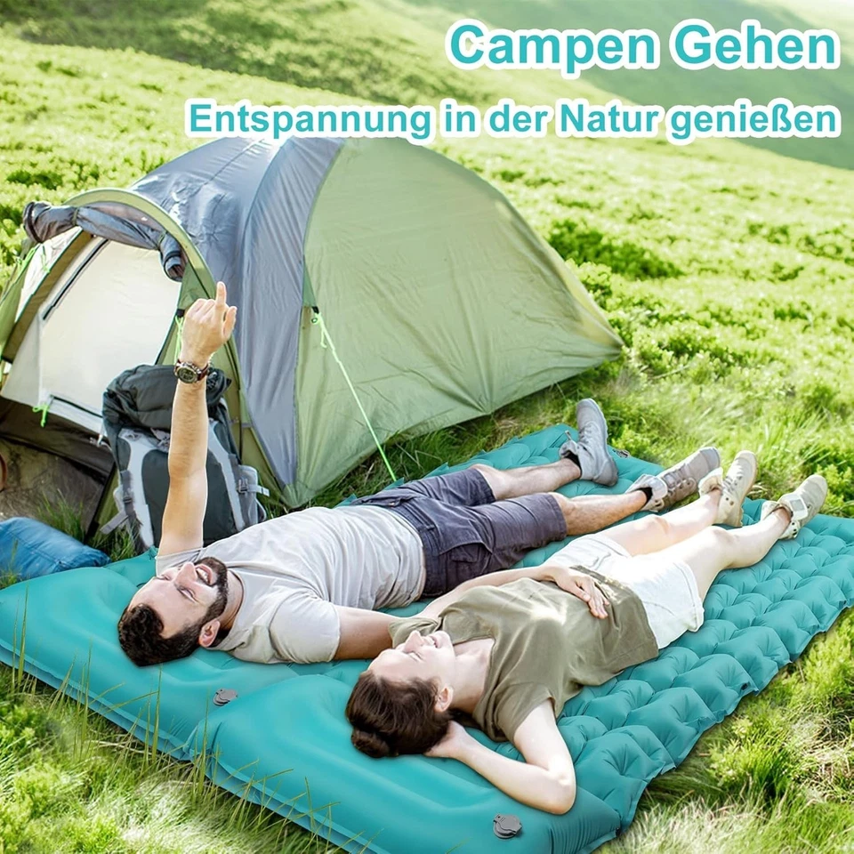 Isomatte Selbstaufblasend Ultraleichte Outdoor Campingmatte 10cm mit Fußpumpe - Bild 2 von 4