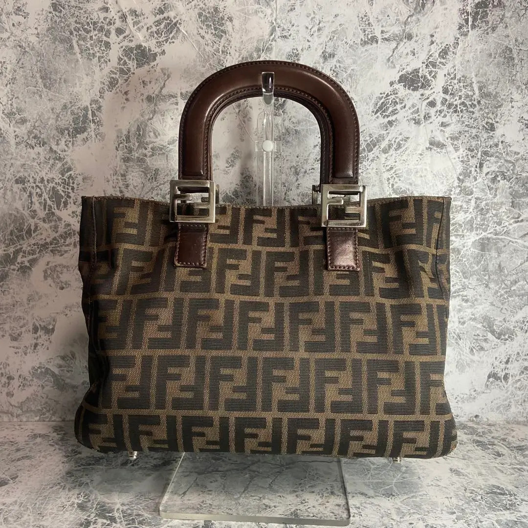 FENDI FF Zucca Hand Bag Tote Purse 26693 Authentic Used Japan