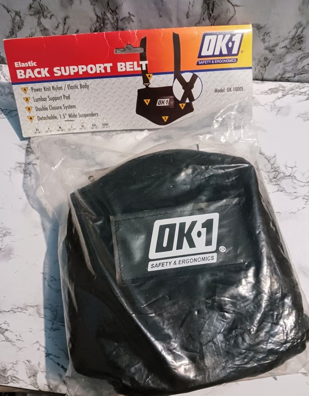DK-1 Black Adjustable Elastic Back Support Belt Size XL (42" - 52")