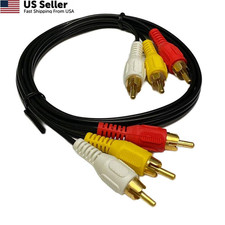 3FT RCA M/Mx3 Audio/Video Cable Gold Plated - Audio Video 3 Feet, Black