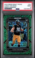 2023 Panini Prizm DP Lukas Van Ness Green Shimmer Rookie /8 PSA 9 Packers SSP RC