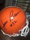 Jim Brown Signed Clev Browns Riddell NFL Authentic Mini Helmet Free Display Case