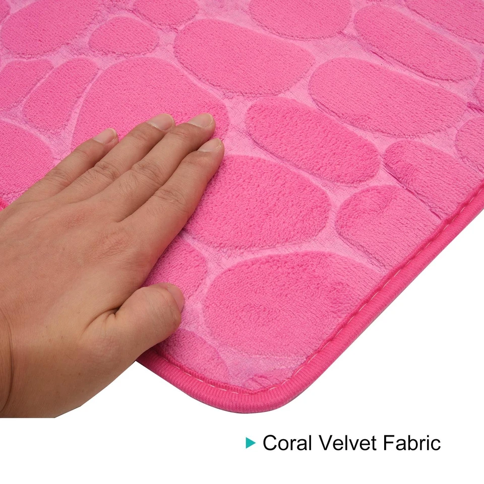 Alfombra de baño de espuma viscoelástica 31,49" x 19,68" alfombra de ducha de baño de vellón coral-rojo rosa Foto 3 de 4