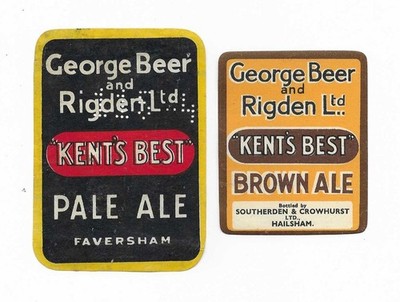 ALTE ETIKETTEN - GEORGE BEER & RIGDEN - GROSS IST 96mm HOCH