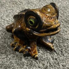 VTG Haeger Winking Frog Ceramic Bank 8035 Retro W/ Plug Yellow Rare **READ**