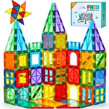 FNJO 110PCS Magnetic Tiles Building Set Blocks Kids STEM Toy