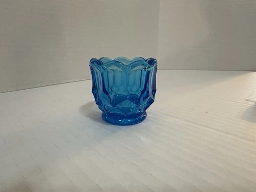 Vintage Fenton Colbalt Blue Toothpick Holder Scalloped Rim Starburst Base