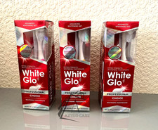 Image of 3 x WHITE GLO Extra Strength Whitening Toothpaste Professional Choice FREE BRUSH