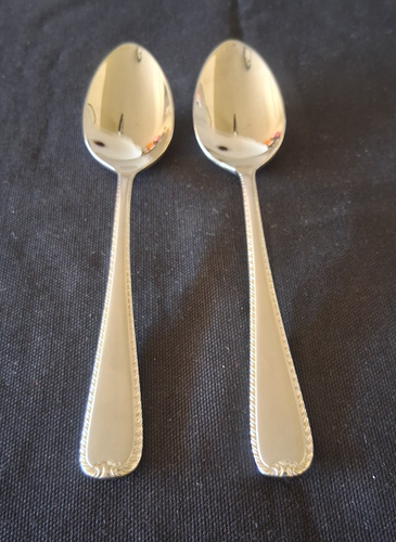 2 Gorham RIBBON EDGE Satin Teaspoons 6 1/8