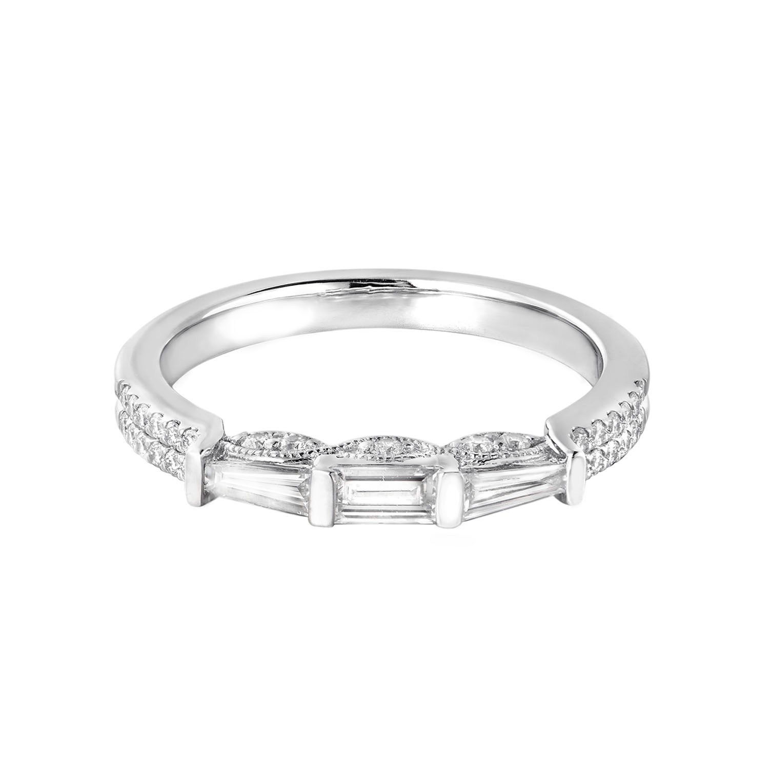 14K White Gold Lab Grown Diamond Retro Band MZ30034