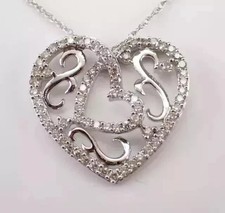 2 Ct Round Cut White Moissanite Women's Heart Pendant 14K White Gold Plated