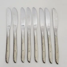 Set of 8 Utica 3 Starburst Stainless Glossy 7 7/8" Dinner Knives Flatware