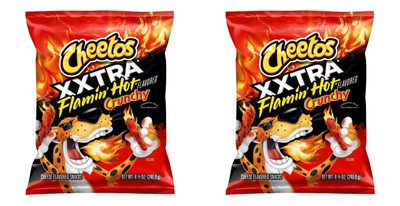 Cheetos Crunchy XXTRA FLAMIN' HOT Cheese Snack Chips 8.5 Oz (2 Bags) Frito Lay