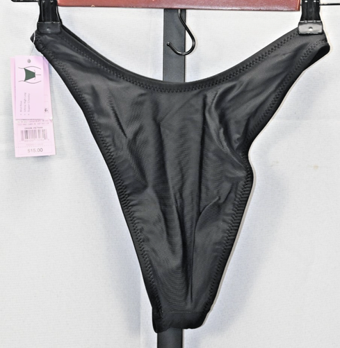 Parte inferior de bikini Wild Fable negra nueva con etiquetas talla XXS (00) tiro medio pierna alta súper descarada - Imagen 4 de 5