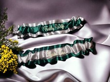 Trophy Wife Your Turn Custom Colors Embroidered Wedding Garter Set Personalized