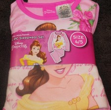 Girls Disney Princess 2 Pc Sleepwear Set Size 4/5 new 39388