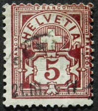 Switzerland 1894 5f SG 128B Used cat £7.50