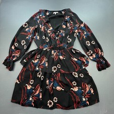 Joie Floral Dress Women’s XS Black Ruffle Tiered Long Sleeve Mini Boho Print