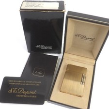 Working S.T.DUPONT Gas lighter gold LINE 2 hair line with box