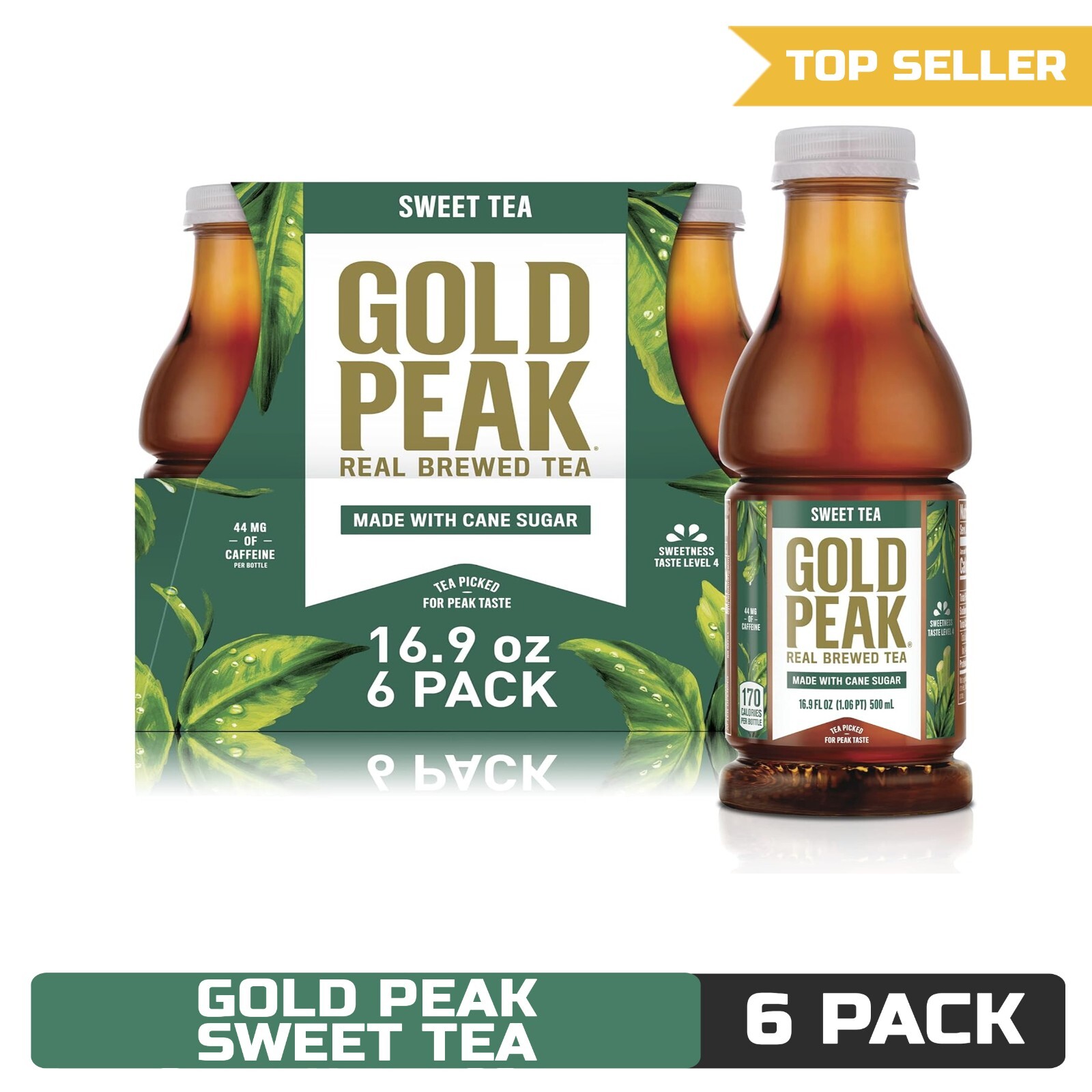 Gold Peak Sweet Tea, Real Brewed, 16.9 fl oz Bottles, 6 Pack