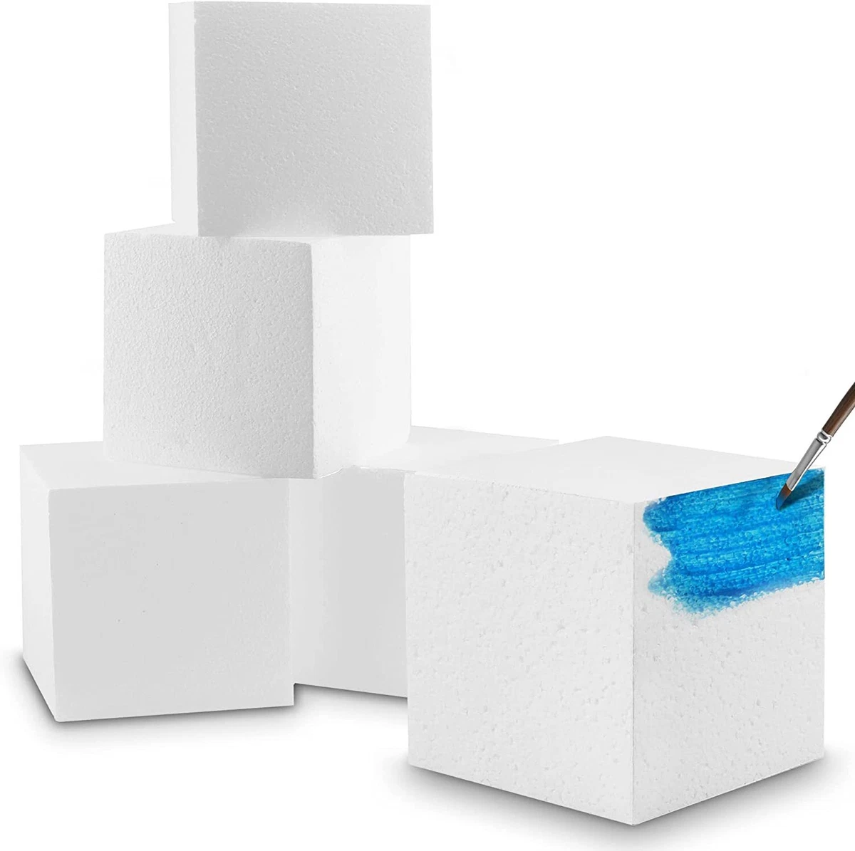 MT Products 6 x 6 x 6 White Polystyrene Foam Block/Foam Cube - Pack of 4