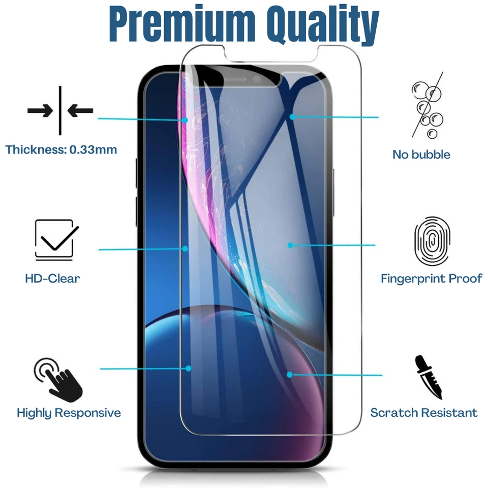 Venta al por mayor Protector de pantalla de vidrio templado transparente para iPhone 14 13 12 11 XR 8 7 6 Foto 2 de 4