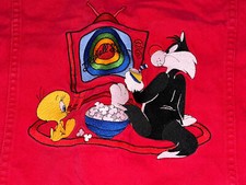 Vintage 1995 Looney Toons Red Jean Jacket, Kids Acme Size L Sylvester  Tweet