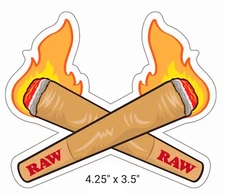 RAW NATURAL ROLLING PAPERS /CONES STICKER *DOUBLE FLAMING CONES*  100% AUTHENTIC