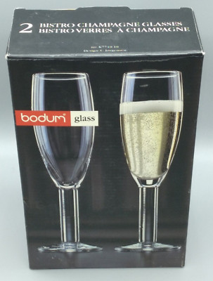 Bodum Boxed Set of 2 Mouth-Blown Bistro Champagne Flutes C. Jorgensen Design