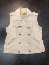 Stunning!  ST. JOHN Leather Lamb Vest in Creme White with Silk Lining