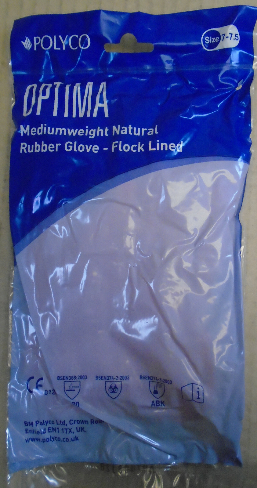 Polyco Optima Medium Weight Pink Flock Lined Natural Rubber Gloves from
