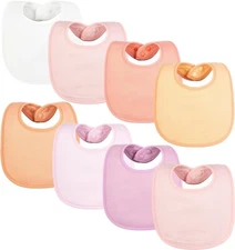 Tiny Twinkle Baby Feeding Bibs 8 Pack - Waterproof and Absorbent Infant Drool an