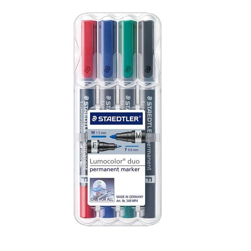 4 x Staedtler Permanentmarker Lumocolor duo, 0,6 mm+1,5 mm sortiert 348 WP4 - Bild 2 von 4